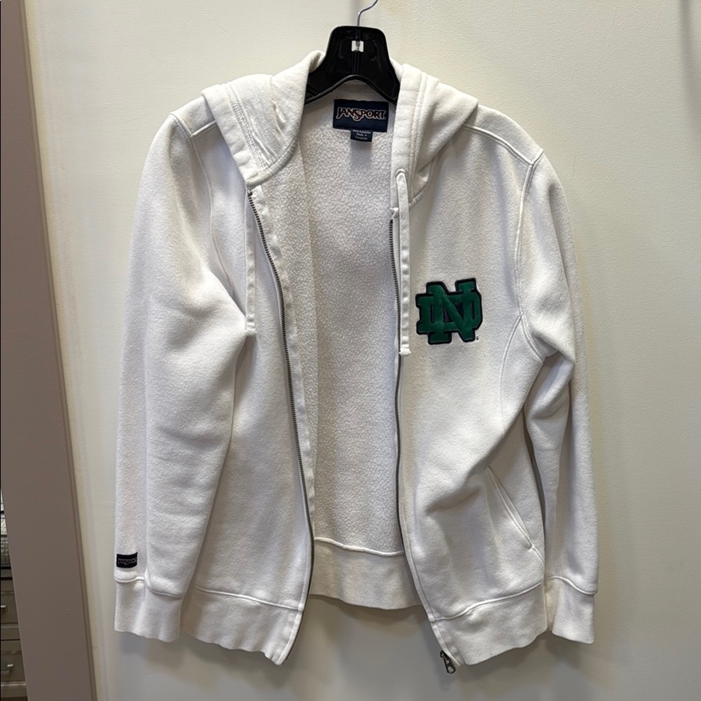 Notre Dame Jansport Hooded Sweatshirt White and Green
